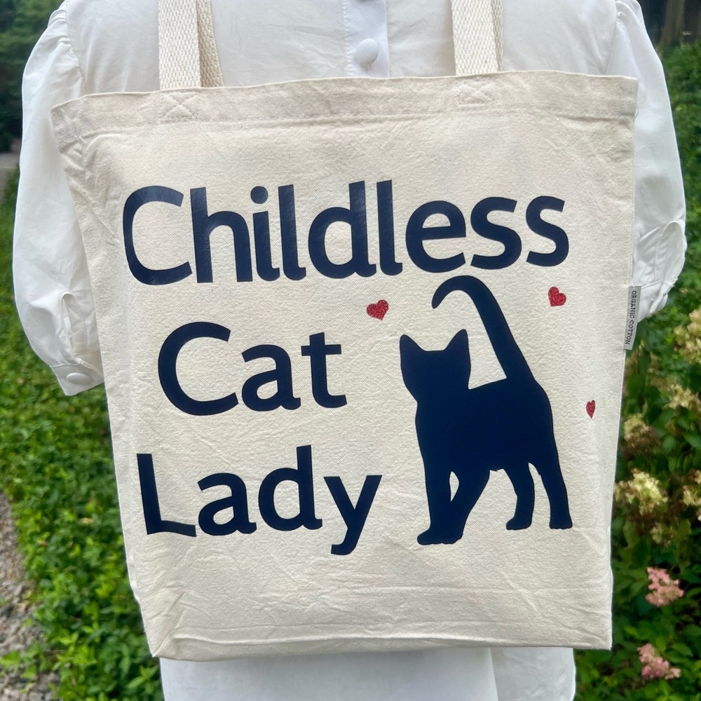 Childless Cat Lady Tote Bag - Exclusive - Organic 100% Cotton 12 oz. Canvas